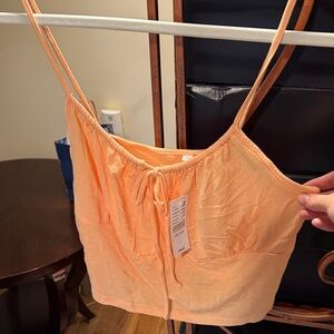 Me to We Peach Tie-Front Crop Cami